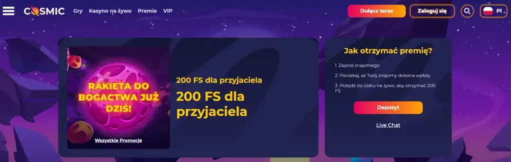 Cosmicslot Skupia Się Wyłącznie  Bonusami Znajdziesz Kilka Gier