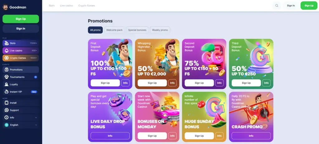 goodman casino bonus bez depozytu