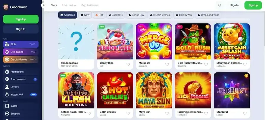 goodman casino bonus bez depozytu