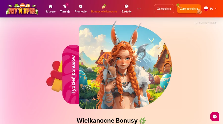 Wielkanocnym bonusem w Hit'N'Spin – Wygrywaj w święta Obraz Hit'N'Spin z wielkanocnemu bonusowi, z pisankami i ruletką.