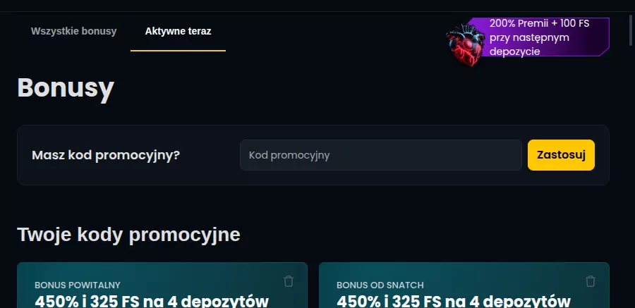 snatch casino kod promocyjny