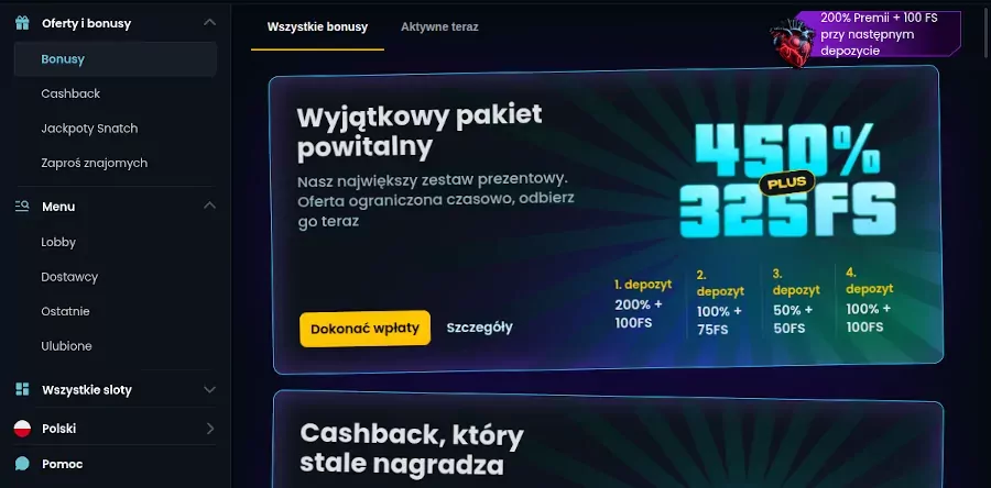 snatch casino bonus code