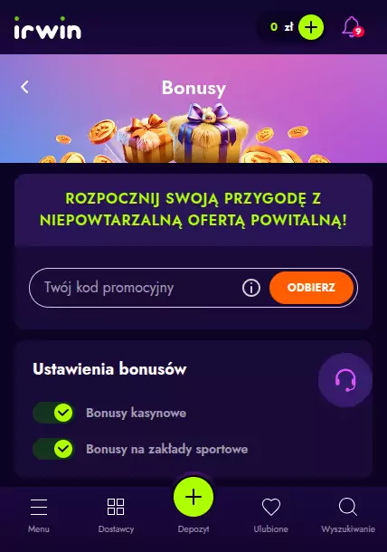 Jak wykorzystać kod promocyjny IRWIN Casino IRWIN casino bonus bez depozytu