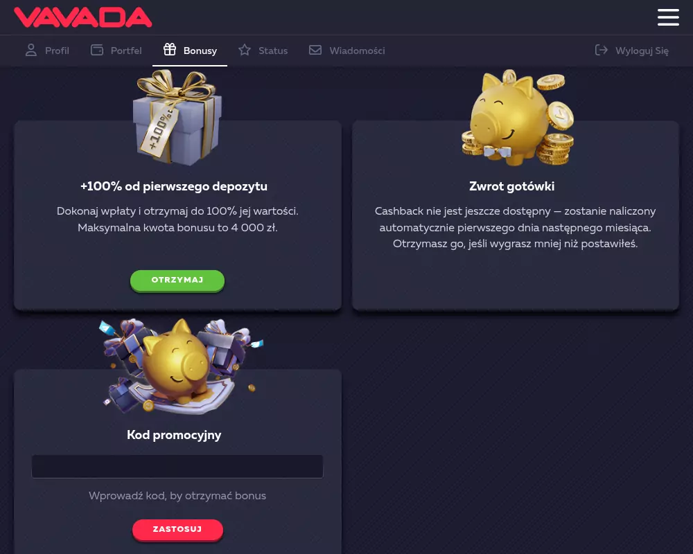 Bonusy w Vavada casino Vavada kody bonusowe