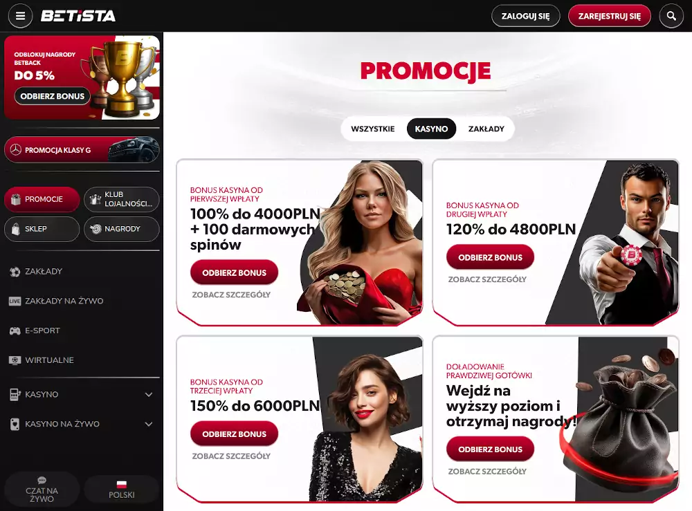 Bonusy w kasynie Betista Bonusy w kasynie Betista