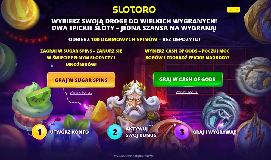 Slotoro casino bonus bez depozytu 100 ds
