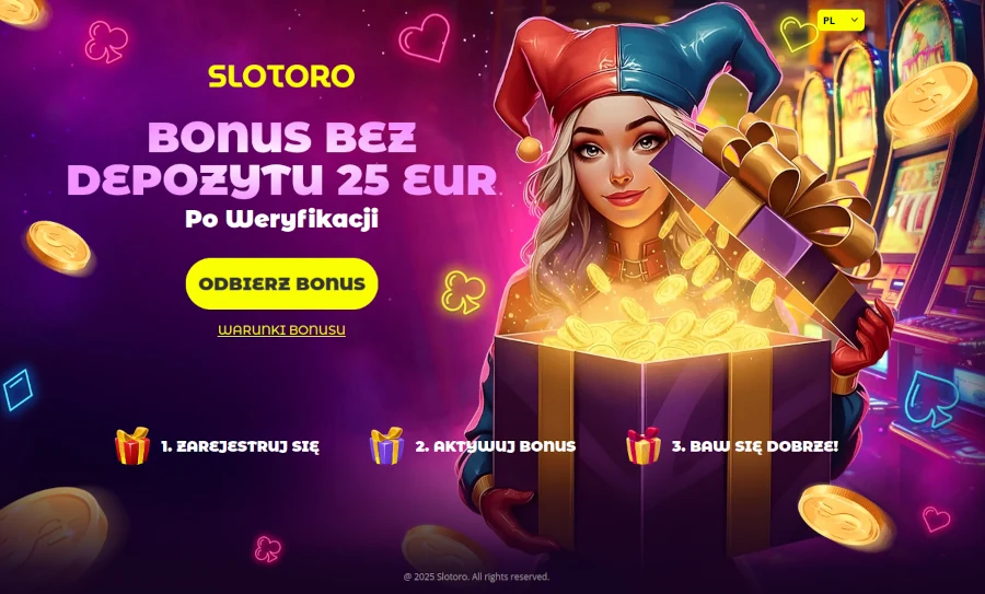 Slotoro bonus bez depozytu 25 euro