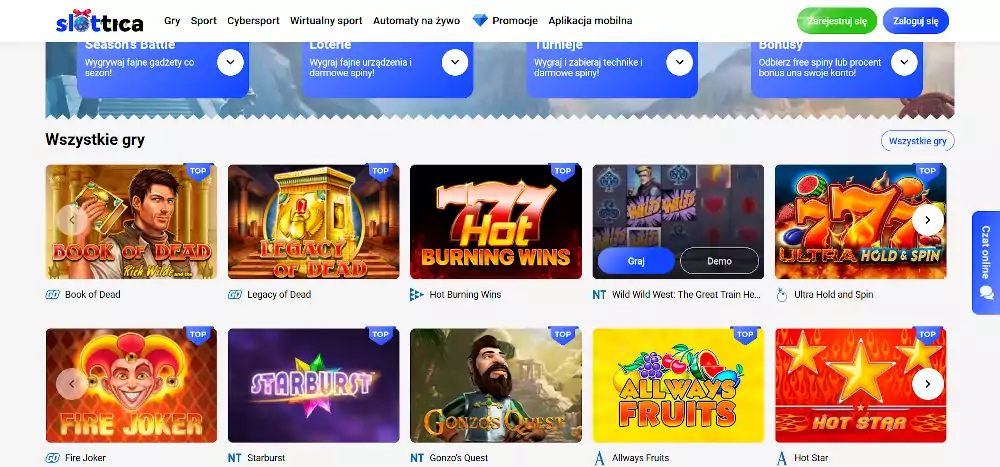 Slottica Kasyno oferta gier